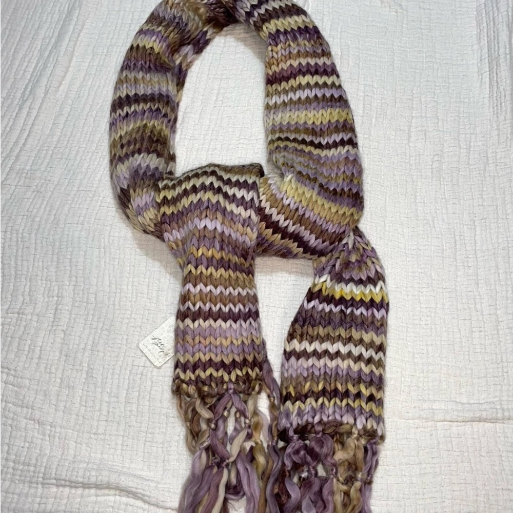 Free People Blanket Scarf Cozy Fringed Purple Combo ~ NWT